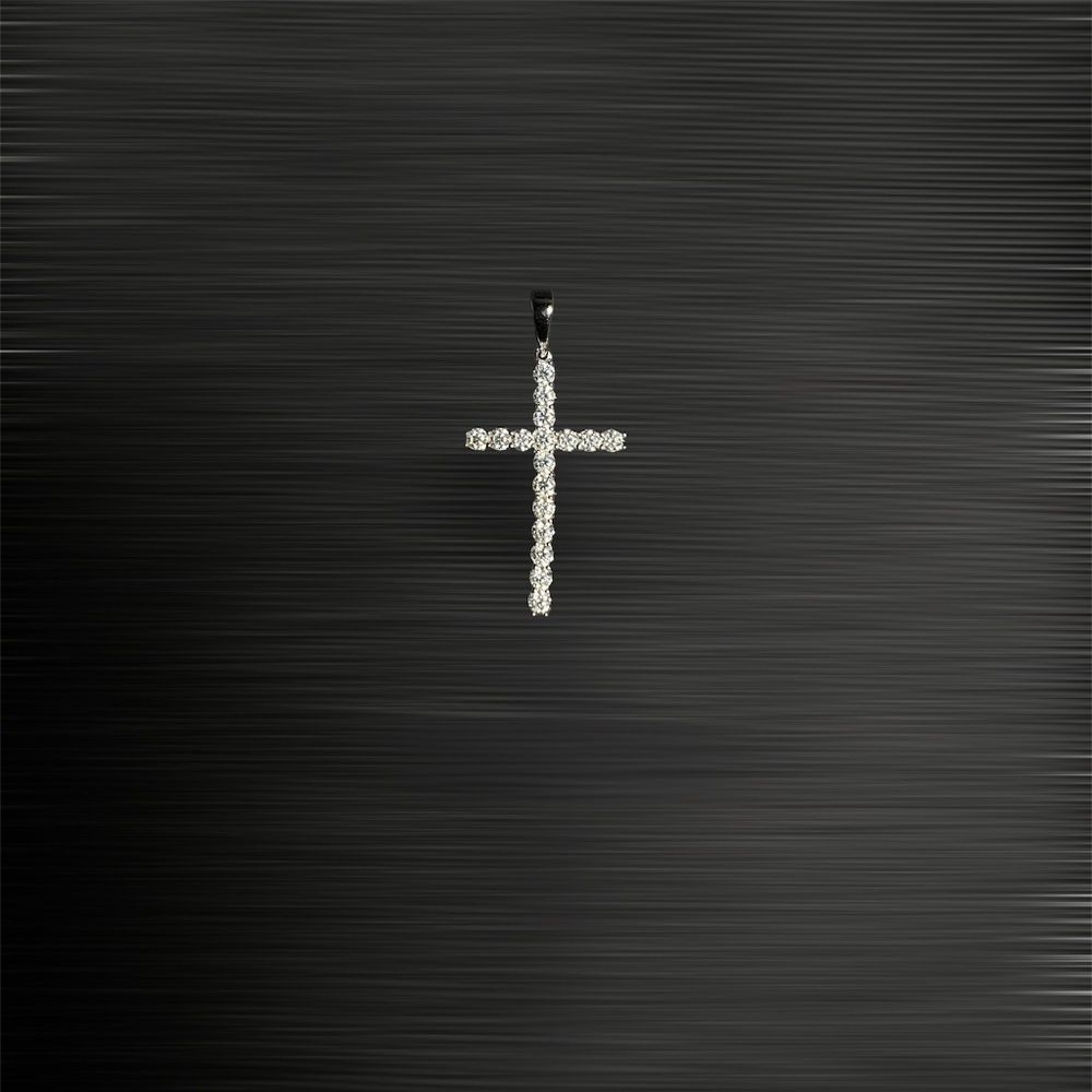 925 Sterling Silver Moissanite 1.58 ctw  Cross Stud Diamond Pendant Charm